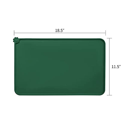 AUDWUD Silicone Waterproof Pet Feeding Mats,Anti Slip Bowl Pad,Dog Mat for Food and Water - color: Hunter Green, size: 18.5" x 11.5"