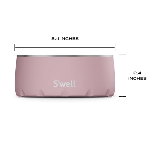 S'well Stainless Steel Pet Bowl, 16oz, Pink Topaz, for Small to Medium Size Dogs, Mess Free Design with Non Slip Rubber Bottom, Dishwasher Safe, BPA Free - color: Pink Topaz, size: 16 oz