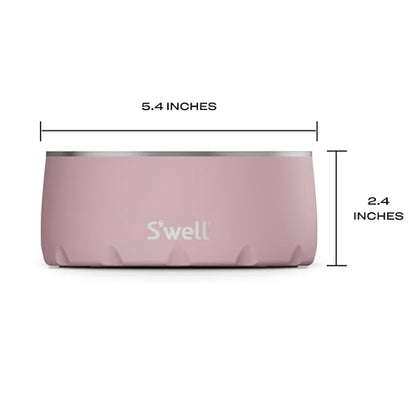 S'well Stainless Steel Pet Bowl, 16oz, Pink Topaz, for Small to Medium Size Dogs, Mess Free Design with Non Slip Rubber Bottom, Dishwasher Safe, BPA Free - color: Pink Topaz, size: 16 oz