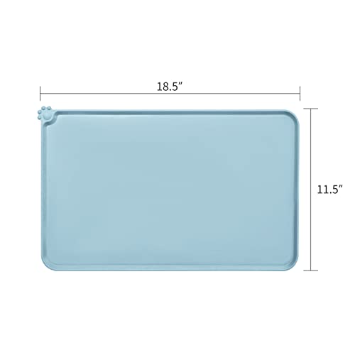AUDWUD Silicone Waterproof Pet Feeding Mats,Anti Slip Bowl Pad,Dog Mat for Food and Water - color: Battleship, size: 18.5" x 11.5"