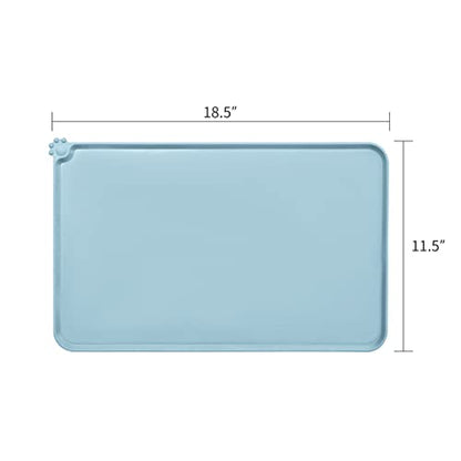 AUDWUD Silicone Waterproof Pet Feeding Mats,Anti Slip Bowl Pad,Dog Mat for Food and Water - color: Battleship, size: 18.5" x 11.5"