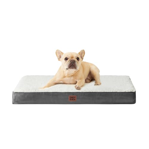 EHEYCIGA Orthopedic Dog Beds, Egg Crate Dog Bed Pet Mat with Washable Removable Cover, All Size Dogs - color: Beige, size: 30*20*3.5 inches