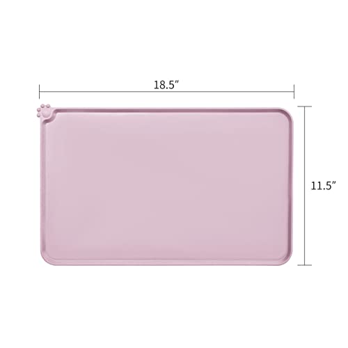 AUDWUD Silicone Waterproof Pet Feeding Mats,Anti Slip Bowl Pad,Dog Mat for Food and Water - color: Peach Pink, size: 18.5" x 11.5"