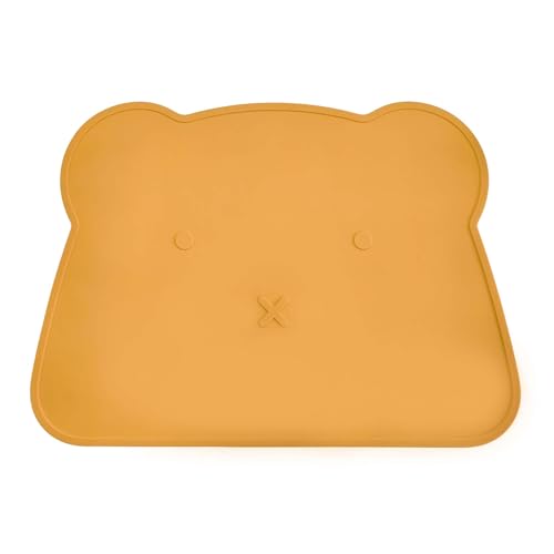 Silicone Waterproof Dog Cat Pet Feeding Mats,Anti Slip Pet Bowl Mats, BPA Free Silicone Pete Feeding Mat Bear Pattern 16In x 12In(Yellow) - color: yellow