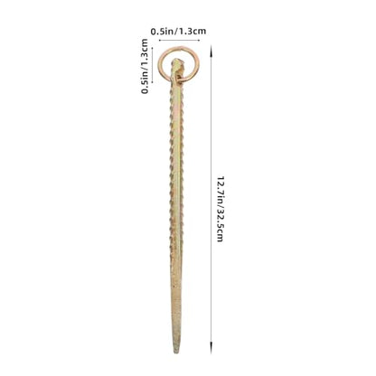 OUNONA 12.8 Inch Steel Tie Out Stake for Cattle Sheep Goat with Strong Ring Ground Anchor for Livestock Tying in Pastures and Outdoor Use