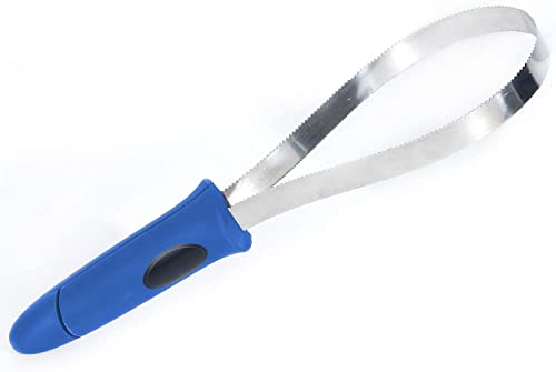 Dual-Sided Shedding Blade with Stainless Steel Blade De-Shedding Tool for All Dog Coat Types- Soft Touch Grip (Blue) - color: Blue