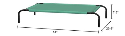 Amazon Basics Cooling Breathable Elevated Dog Bed with Metal Frame for Medium Dogs, 43" x 26" x 7.5", Green - color: Green, size: Medium