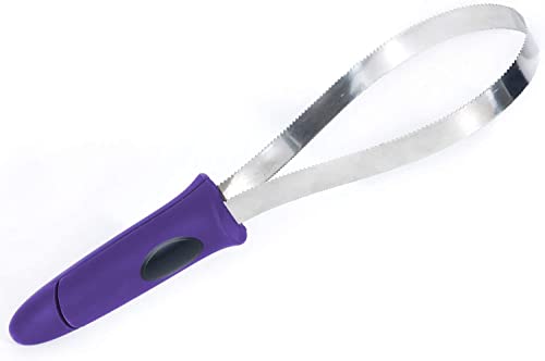 Dual-Sided Shedding Blade with Stainless Steel Blade De-Shedding Tool for All Dog Coat Types- Soft Touch Grip (Purple) - color: Purple