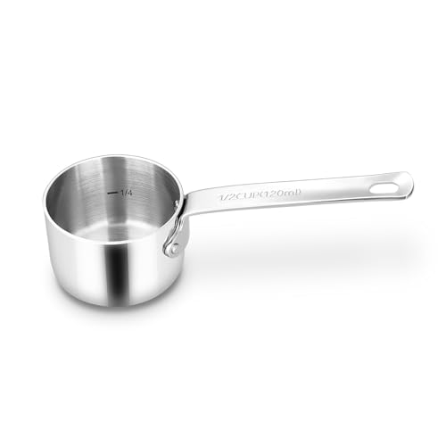 KEAWELL Premium Dog and Cat Food Measuring Cup 18/10 Stainless Steel (1, 1/2 Cup) - size: 1/2 Cup