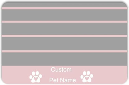 Personalized Dog & Cat Food Mat with Name Waterproof PU Pet Bowl Mat Non-Slip Rubber Bottom Easy Clean 3 Sizes (24"×16", 30"×20", 36"×24") (Striped) - color: Striped