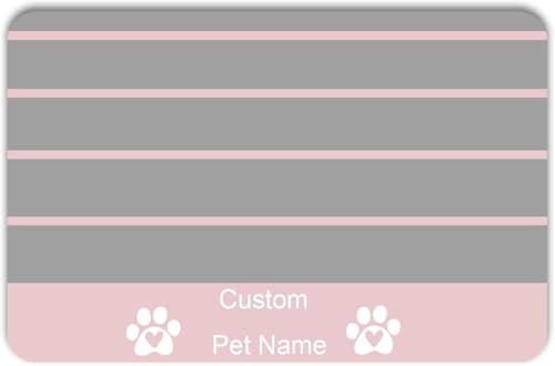 Personalized Dog & Cat Food Mat with Name Waterproof PU Pet Bowl Mat Non-Slip Rubber Bottom Easy Clean 3 Sizes (24"×16", 30"×20", 36"×24") (Striped) - color: Striped