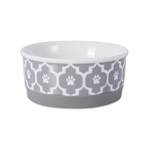Bone Dry Lattice Collection Pet Bowl & Canister, Single Dish, Small 4.25x2", Gray - color: Gray, size: Small Single Dish, 4.25x2"