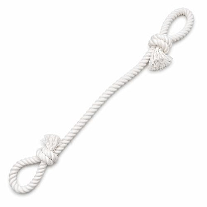 Cotton Dog Rope Toy with Dual Handles 45" Extra Long Tug Toy for Medium to Large Dogs, Durable Interactive Tug-of-War, Teeth Cleaning, Indoor Outdoor Play, White - style: Interactive Play