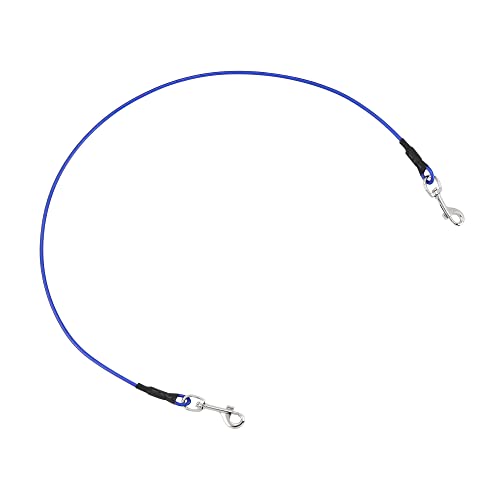 Mogoko Pet Dog Car Seat Belt Restraint, Coated Stainless Steel Chew Proof Dog Vehicle Safety Tether Cable, Double Clip No-Chew Pet Car Leash Lead-40 Inch - color: Blue, size: 40 inches