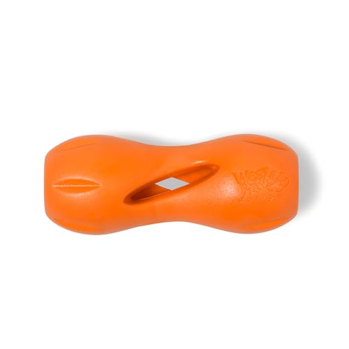 WEST PAW Qwizl Durable Zogoflex Dog Puzzle Toy for Mental Stimulation, and Enrichment - Treat Dispensing for Bully Sticks and Dental Sticks - Dishwasher Safe - Made in USA - Small - Tangerine - color: Tangerine, size: Small