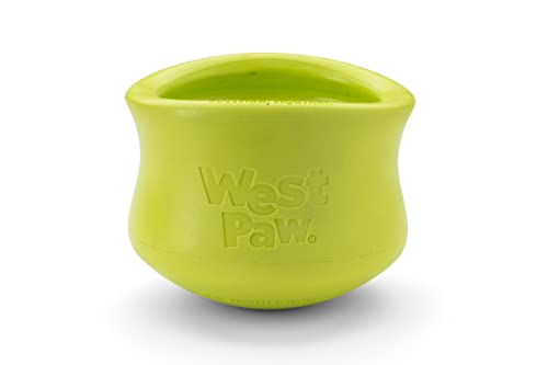 West Paw Zogoflex Toppl Interactive Treat Dispensing Puzzle Dog Toy for Mental Stimulation & Enrichment-Holds Kibble & Treats-Lickable, Freezable & Dishwasher Safe-Made in USA-Small-Granny Smith Green - color: Granny Smith, size: Small