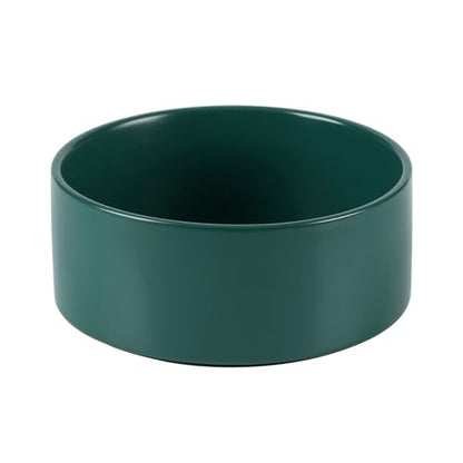 Havniva 7.3” Ceramic Dog Bowls, Dog Food and Water Bowl for Medium Dogs, Durable Dog Water Bowl with Non-Slip Rubber Base Large Capacity Pet Feeding Bowl - color: Matte Dark Green, size: 7.3 Inch