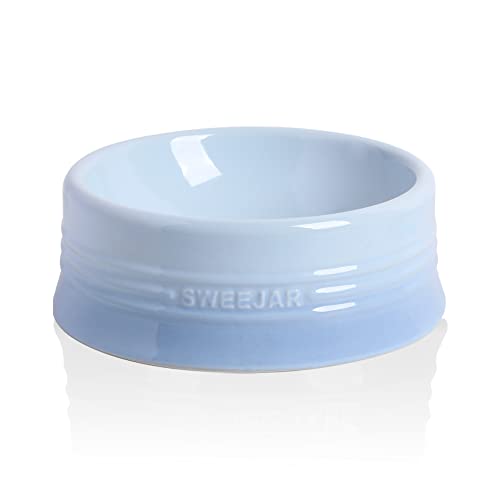 Sweejar Gradient Dog Bowl, Ceramic Dog Food Dish for Large Dogs and Large Cat, Porcelain Pet Bowl for Food and Water 32 oz (Gradient Light Blue) - color: Gradient Light Blue, size: Large (32oz)
