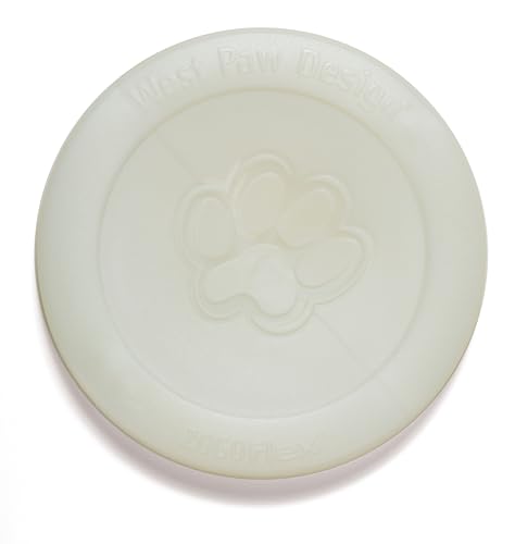 WEST PAW Zogoflex Zisc Dog Flying Disc, High Flying Aerodynamic Disc for Dogs Puppy – Lightweight, Floatable Disc for Fetch, Tug of War, Catch, Play – Doubles as Food/Water Bowl, Small 6.5", Glow - color: Glow, size: Small