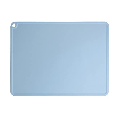 JiangYanus Silicone Pet Feeding Mat for Dog Cat Bowls, Non Slip Waterproof | Cat & Dog Bowl Mats Tray with Raised Edges for Food and Water, Pet Bowl Mat Dog Placemats to Prevent Water Spills on Floor - color: Blue