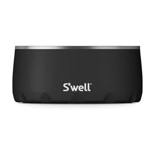 S'well Stainless Steel Pet Bowl, 32oz, Onyx, for Small to Medium Size Dogs, Mess Free Design with Non Slip Rubber Bottom, Dishwasher Safe, BPA Free - color: Onyx, size: 32 oz