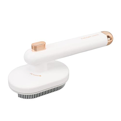 90° Rotatable Cat Brush with Curved High-Density Needle Teeth for Gentle Pet Hair Removal – White, Compatible with Cats and Dogs