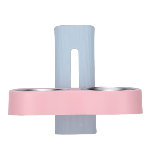 Wall Mounted Pet Bowl, Stainless Steel Pet Feeding Station with Adjustable Height Anti Tip Design, Wall Dish for Dog and Cat, Mounted Elevated Feeder (Blue Pink) - color: Blue Pink