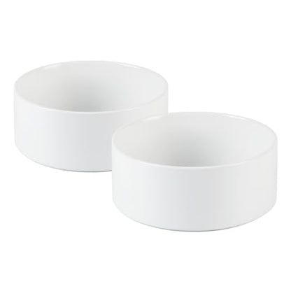 Havniva 5.1” Ceramic Dog Bowls, Small Dog Food and Water Bowl Set of 2, Durable Dog Water Bowl with Non-Slip Rubber Base Large Capacity Pet Feeding Bowl for Small Dogs - color: Matte White, size: 5.1 Inch
