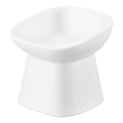 Yamazaki Home Tower Elevated Ceramic Pet Food Bowl - Angled, Non-Slip, Microwave & Dishwasher Safe - 6.7Oz - color: White