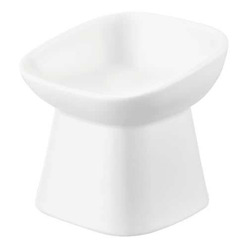 Yamazaki Home Tower Elevated Ceramic Pet Food Bowl - Angled, Non-Slip, Microwave & Dishwasher Safe - 6.7Oz - color: White