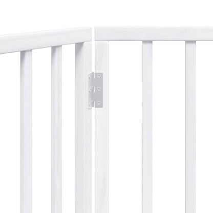 Set of 2 Dog Gate for Doorways and Stairs, 63 in Wide Freestanding Pet Gate, Adjustable Foldable Safety Barrier for Dogs, Solid Poplar Wood Indoor Fence, White