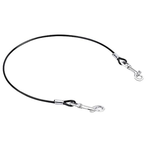 Mogoko Pet Dog Car Seat Belt Restraint, Coated Stainless Steel Chew Proof Dog Vehicle Safety Tether Cable, Double Clip No-Chew Pet Car Leash Lead-24 Inch Black - color: Black, size: 24 inches