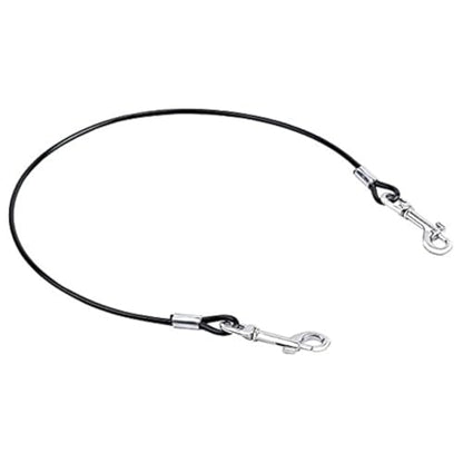Mogoko Pet Dog Car Seat Belt Restraint, Coated Stainless Steel Chew Proof Dog Vehicle Safety Tether Cable, Double Clip No-Chew Pet Car Leash Lead-24 Inch Black - color: Black, size: 24 inches