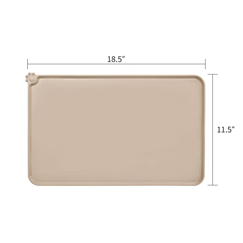 AUDWUD Silicone Waterproof Pet Feeding Mats,Anti Slip Bowl Pad, Dog Mat for Food and Water - color: Taupe, size: 18.5" x 11.5"