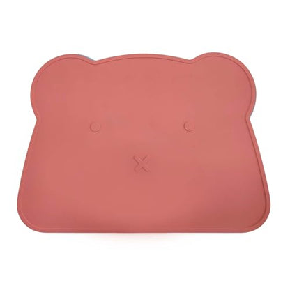 Silicone Waterproof Dog Cat Pet Feeding Mats,Anti Slip Pet Bowl Mats, BPA Free Silicone Pete Feeding Mat Bear Pattern 16In x 12In(Brick red) - color: brick red