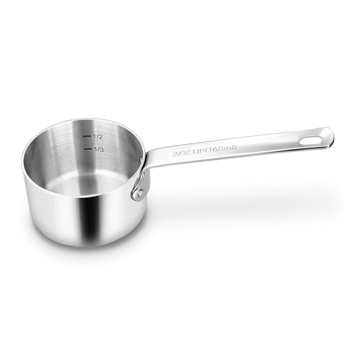 KEAWELL Premium Dog and Cat Food Measuring Cup 18/10 Stainless Steel (1, 2/3 Cup) - size: 2/3 Cup
