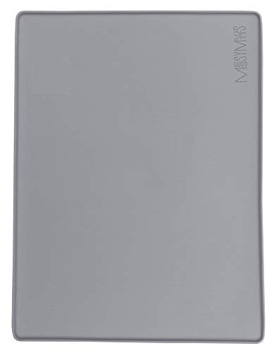 Messy Mutts & Cats Silicone Non-Slip Pet Bowl Mat with Raised Edge | 16” x 12” Dog/Cat Bowl Mat with Spill-Proof Lip | Cool Grey - color: Cool Grey