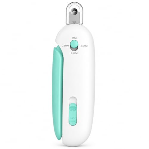 Wanheart Cat Nail Clipper, 4-Size Safety Guide, Catcher & File (Blue) | 4-size safety guide, nail catcher, curved steel blade, hidden file, lockable non-slip handle, blue - color: Blue