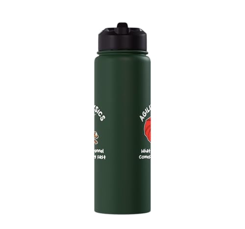 Dog Agility Design For Dog Handler - What Goes In Tunnel Stainless Steel Insulated Water Bottle - color: Dark Green