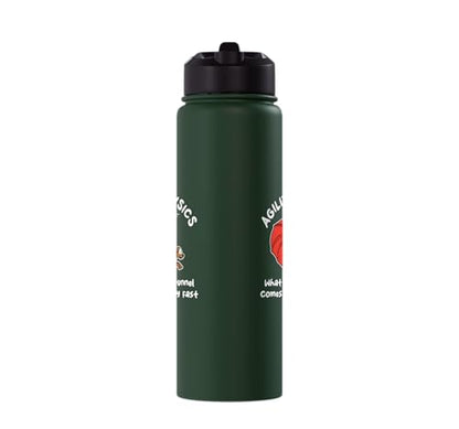 Dog Agility Design For Dog Handler - What Goes In Tunnel Stainless Steel Insulated Water Bottle - color: Dark Green