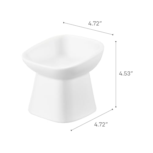 Yamazaki Home Tower Elevated Ceramic Pet Food Bowl - Angled, Non-Slip, Microwave & Dishwasher Safe - 6.7Oz - color: White