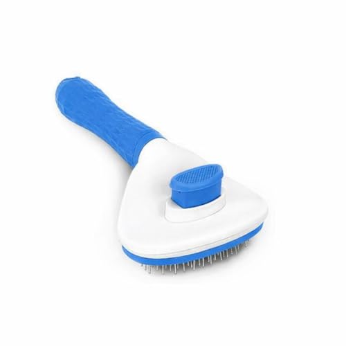 Self Cleaning Slicker Brush for Dogs & Cats – Deshedding Grooming Tool with One Click Hair Removal – Gentle for Sensitive Skin - color: Blue