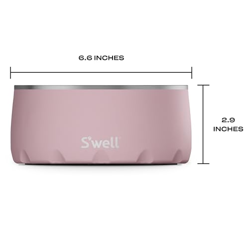 S'well Stainless Steel Pet Bowl, 32oz, Pink Topaz, for Small to Medium Size Dogs, Mess Free Design with Non Slip Rubber Bottom, Dishwasher Safe, BPA Free - color: Pink Topaz, size: 32 oz