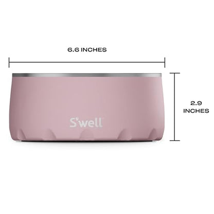 S'well Stainless Steel Pet Bowl, 32oz, Pink Topaz, for Small to Medium Size Dogs, Mess Free Design with Non Slip Rubber Bottom, Dishwasher Safe, BPA Free - color: Pink Topaz, size: 32 oz