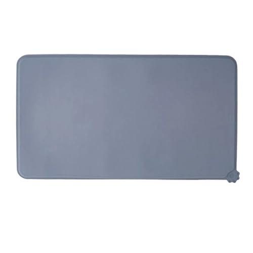Silicone Pet Feeding Mat for Dogs & Cats – Non-Skid Waterproof Food & Water Bowl Mat with Raised Edges, Easy to Clean Pet Food Floor Mat, Durable Gray Pet Placemat, 19 x 12 Inches
