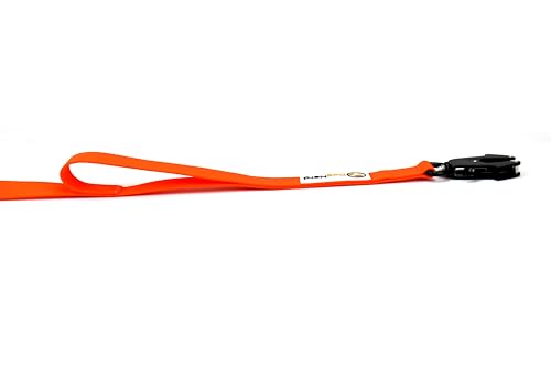 6ft Blaze Orange Dual Handle Silicone Tactical Dog Leash for Medium, Large, Giant Breeds | Quick Release Swivel Clip Carabiner | Coated Nylon Heavy Duty | Strong Puller | Training Leashes - color: Blaze Orange