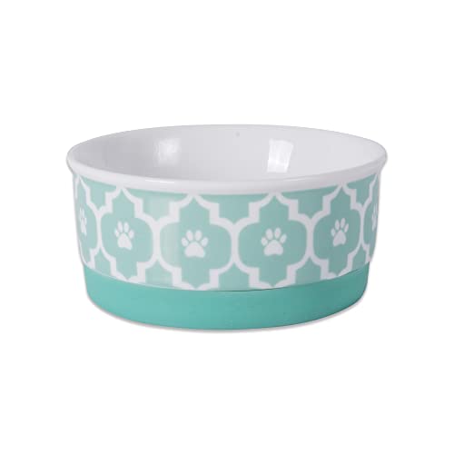 Bone Dry Lattice Collection Pet Bowl & Canister, Single Dish, Small 4.25x2", Aqua - color: Aqua, size: Small Single Dish, 4.25x2"