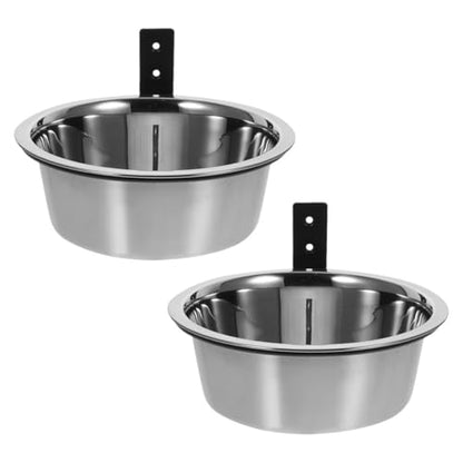 VICASKY Wall Mounted Raised Dog Food and Water Bowls 8-inch Stainless Steel Pet Feeding Station Set of 2 for Elevated Feeding of Dogs and Cats