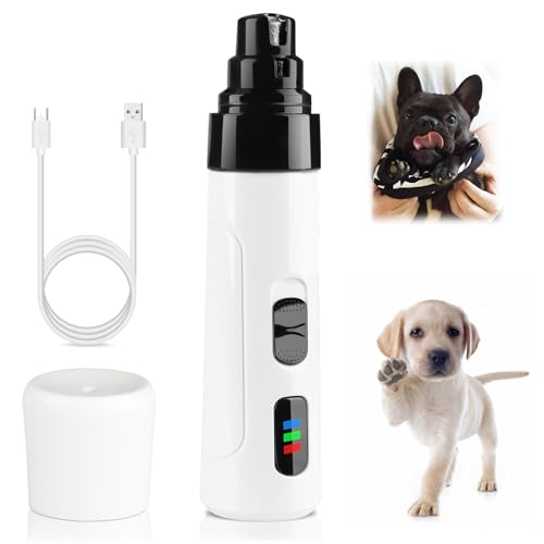 2-Speed Silent Groom Pro Nail Grinder, Rechargeable Quiet Dog Nail Trimmer, Gentle Electric Pet Nail Grinder Tool for Medium Small Dogs & Cats