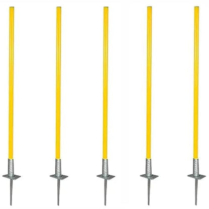 5 Pcs Set Training Agility Poles with Metal Spike, Yellow Slalom Training Agility Poles for Improve Agility/Speed/Footwork, Football Training Poles(1.5m(5ft)) - size: 1.5m(5ft)